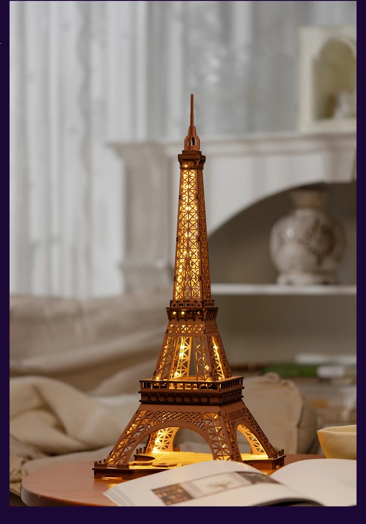 3D Puzzle Robotime Rolife Night of the Eiffel Tower Famous Buildings Toys Decoration