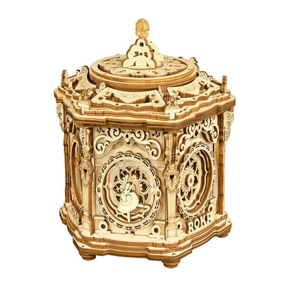3D Starry Night Wooden Model Building Kit Block Assembly Music Box Toy Gift for Children Adult