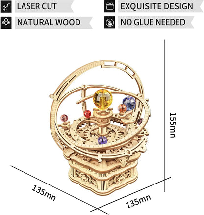 3D Starry Night Wooden Model Building Kit Block Assembly Music Box Toy Gift for Children Adult