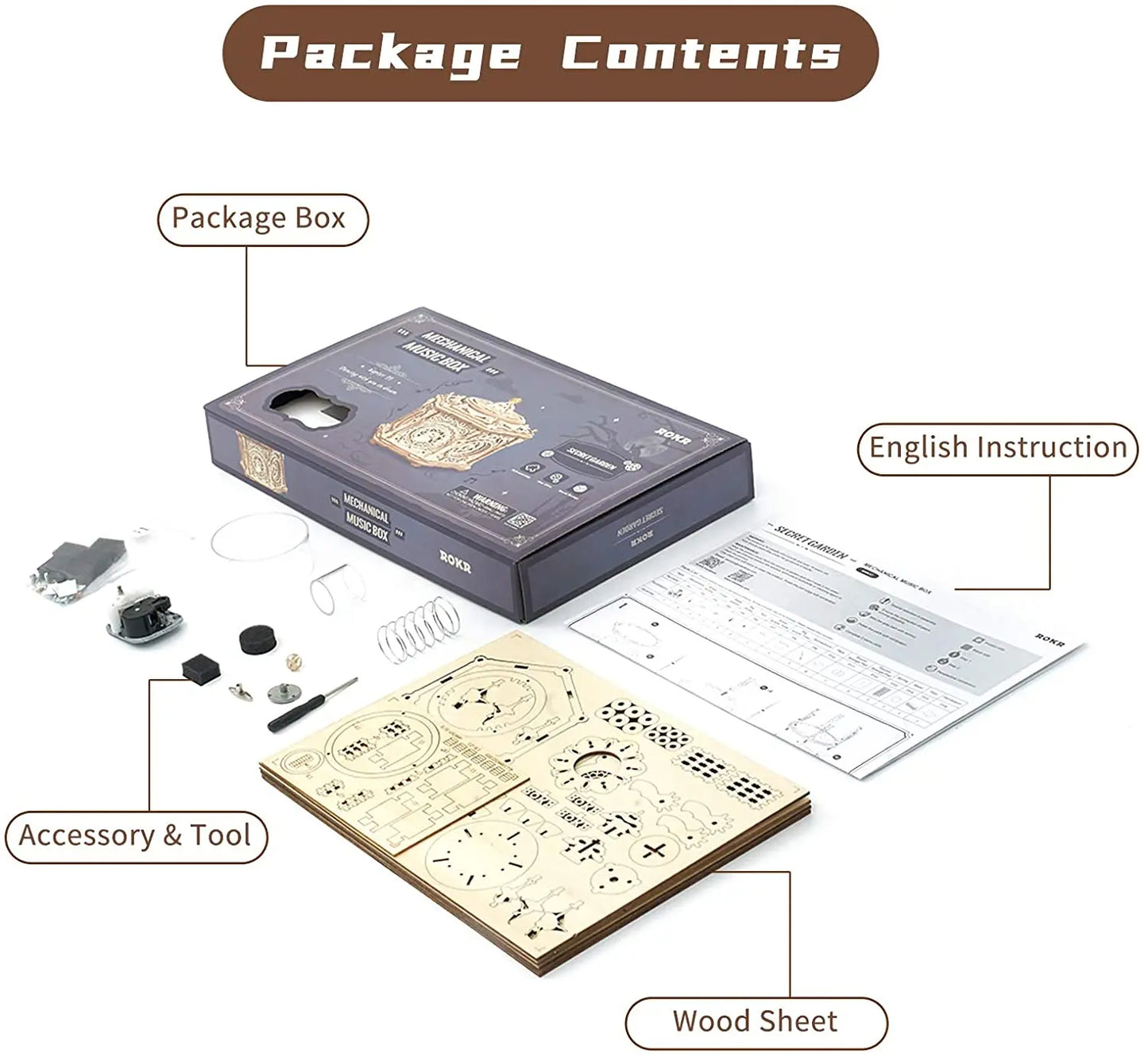 3D Starry Night Wooden Model Building Kit Block Assembly Music Box Toy Gift for Children Adult