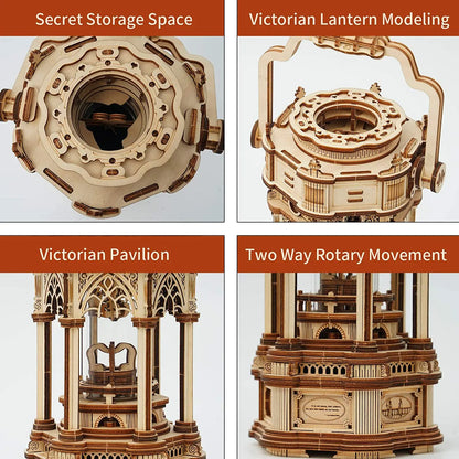 3D Starry Night Wooden Model Building Kit Block Assembly Music Box Toy Gift for Children Adult