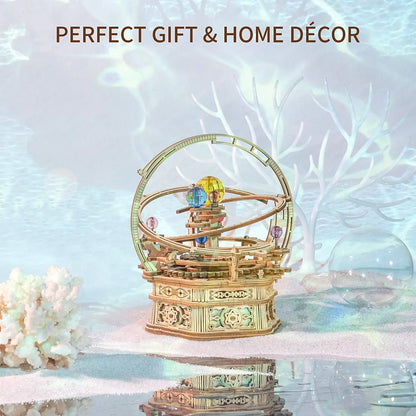 3D Starry Night Wooden Model Building Kit Block Assembly Music Box Toy Gift for Children Adult