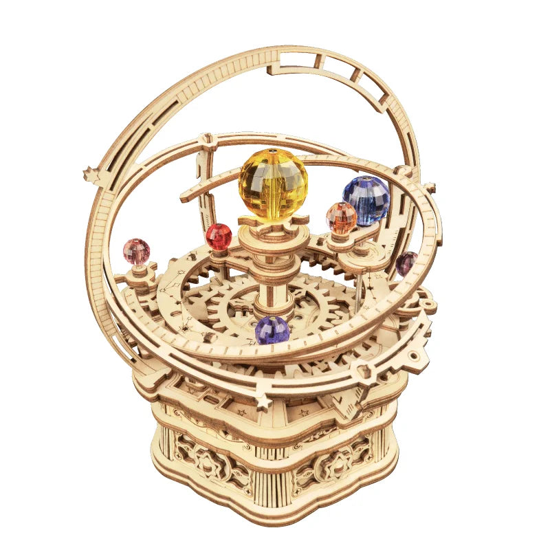 3D Starry Night Wooden Model Building Kit Block Assembly Music Box Toy Gift for Children Adult