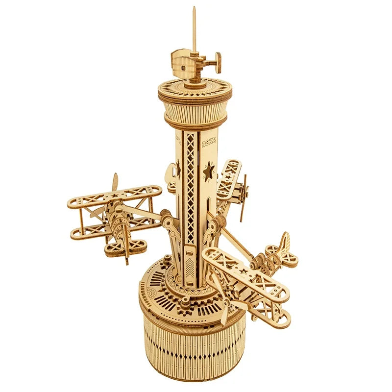 3D Starry Night Wooden Model Building Kit Block Assembly Music Box Toy Gift for Children Adult