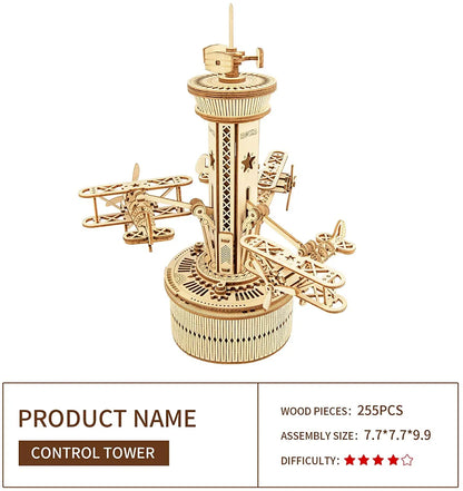 3D Starry Night Wooden Model Building Kit Block Assembly Music Box Toy Gift for Children Adult
