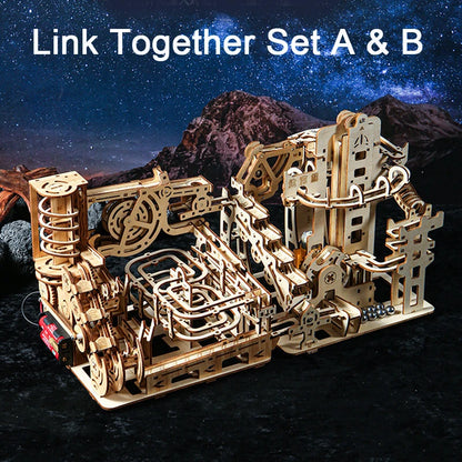 3D Electric Catapult Track Device Marble Run Set Mechanical Model Science Maze Education Toys for Children Kids