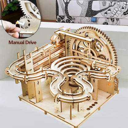 3D Wooden Puzzle Building Kits Assemble Toys Marble Run Set with 4 Ball for Adult Kids Gifts