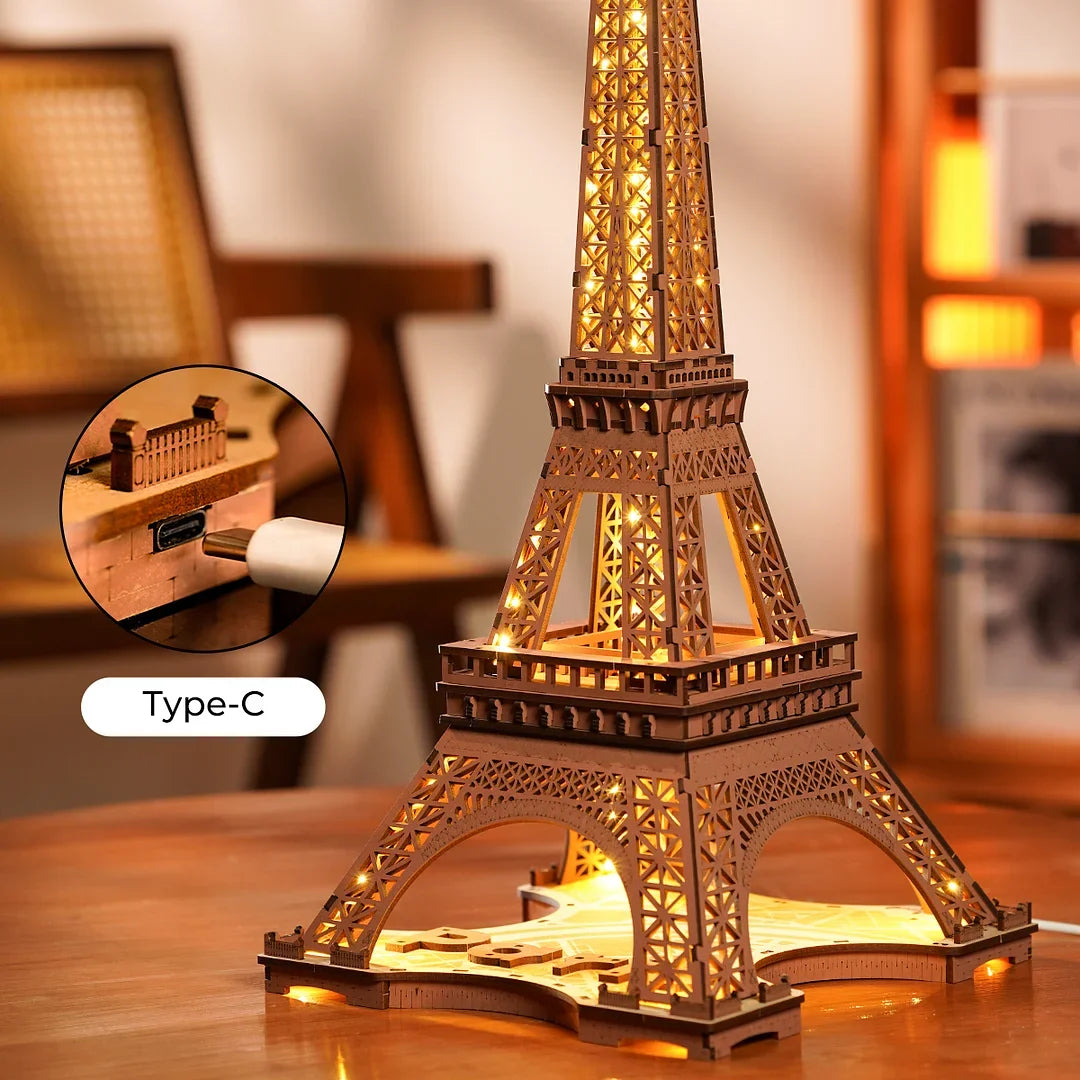 3D Puzzle Robotime Rolife Night of the Eiffel Tower Famous Buildings Toys Decoration
