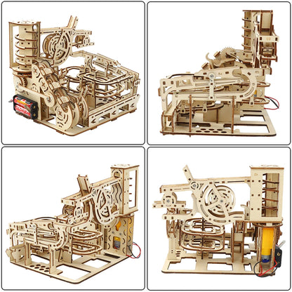 3D Electric Catapult Track Device Marble Run Set Mechanical Model Science Maze Education Toys for Children Kids
