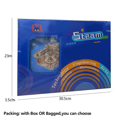 3D Wooden Puzzle Building Kits Assemble Toys Marble Run Set with 4 Ball for Adult Kids Gifts