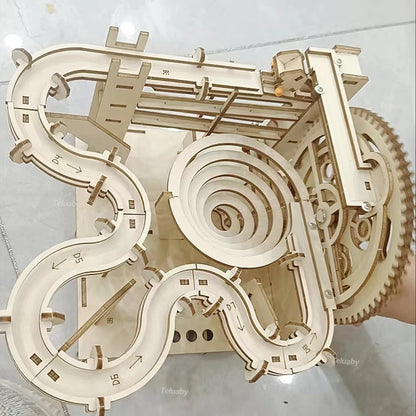 3D Wooden Puzzle Building Kits Assemble Toys Marble Run Set with 4 Ball for Adult Kids Gifts