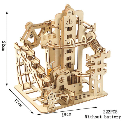3D Electric Catapult Track Device Marble Run Set Mechanical Model Science Maze Education Toys for Children Kids