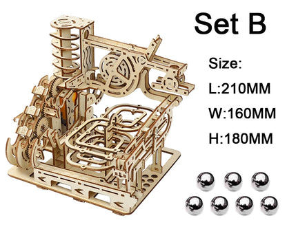 3D Electric Catapult Track Device Marble Run Set Mechanical Model Science Maze Education Toys for Children Kids