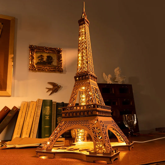 3D Puzzle Robotime Rolife Night of the Eiffel Tower Famous Buildings Toys Decoration