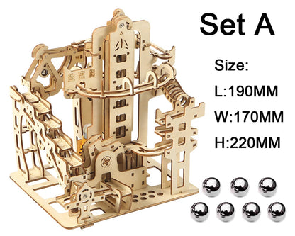 3D Electric Catapult Track Device Marble Run Set Mechanical Model Science Maze Education Toys for Children Kids