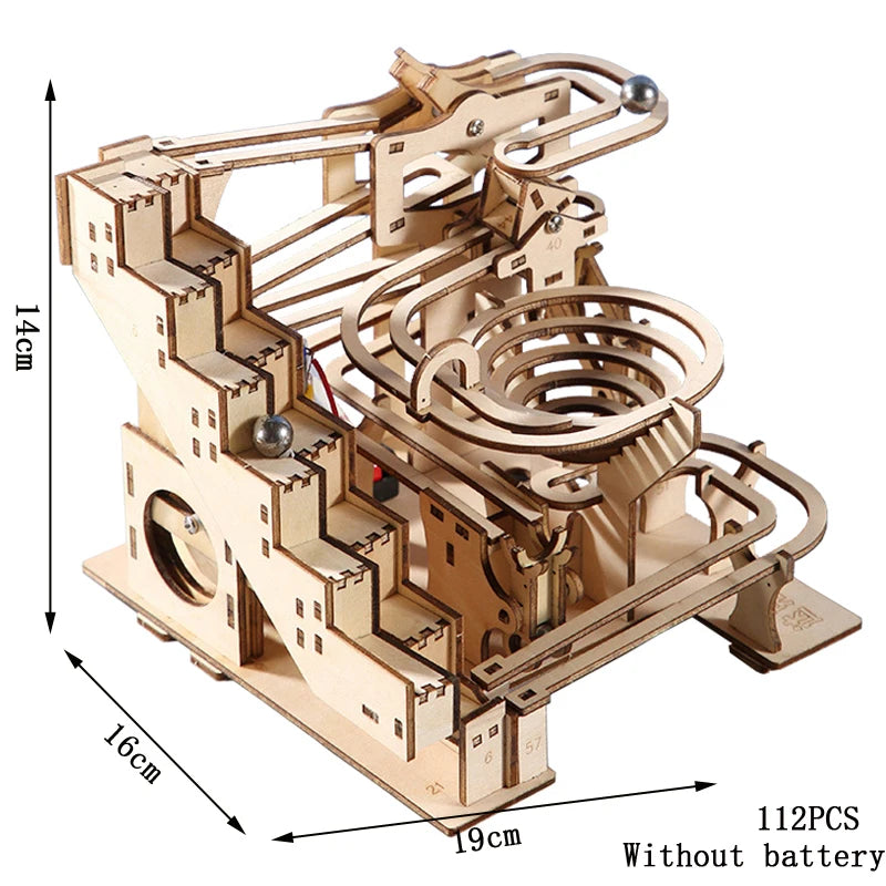 3D Electric Catapult Track Device Marble Run Set Mechanical Model Science Maze Education Toys for Children Kids