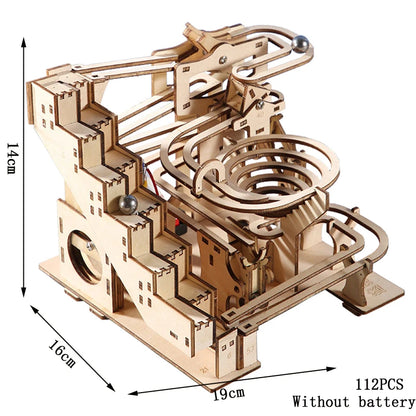 3D Electric Catapult Track Device Marble Run Set Mechanical Model Science Maze Education Toys for Children Kids