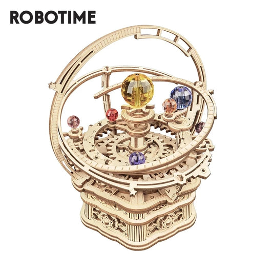 3D Starry Night Wooden Model Building Kit Block Assembly Music Box Toy Gift for Children Adult
