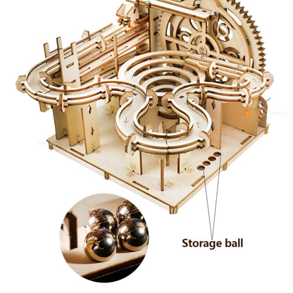 3D Wooden Puzzle Building Kits Assemble Toys Marble Run Set with 4 Ball for Adult Kids Gifts