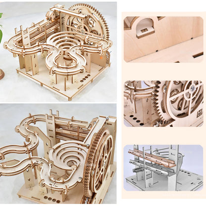3D Wooden Puzzle Building Kits Assemble Toys Marble Run Set with 4 Ball for Adult Kids Gifts