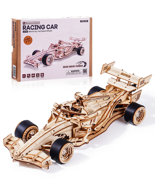 3D Racing Car Puzzle Model Kit for Adults & Teens, Mechanical Roaring Engine, 8-10M Forward Movement