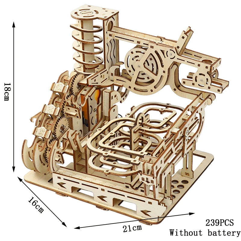 3D Electric Catapult Track Device Marble Run Set Mechanical Model Science Maze Education Toys for Children Kids