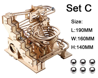 3D Electric Catapult Track Device Marble Run Set Mechanical Model Science Maze Education Toys for Children Kids