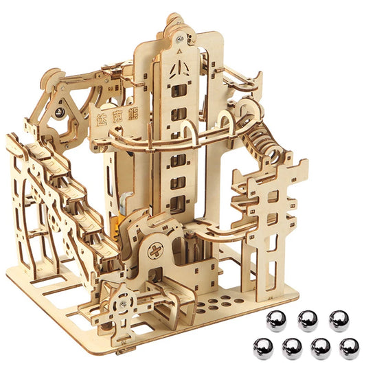 3D Electric Catapult Track Device Marble Run Set Mechanical Model Science Maze Education Toys for Children Kids