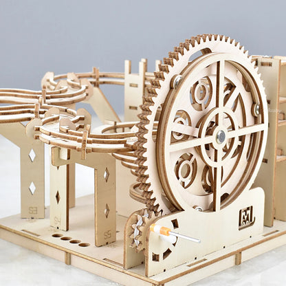3D Wooden Puzzle Building Kits Assemble Toys Marble Run Set with 4 Ball for Adult Kids Gifts