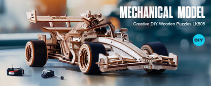 3D Racing Car Puzzle Model Kit for Adults & Teens, Mechanical Roaring Engine, 8-10M Forward Movement