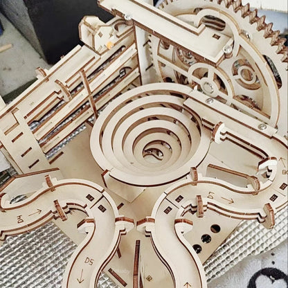 3D Wooden Puzzle Building Kits Assemble Toys Marble Run Set with 4 Ball for Adult Kids Gifts