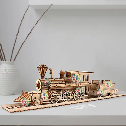 3D Puzzle Retro Steam Train with Track Railway Bridge Handmade Assembly Truck  Decoration Gift for Kids