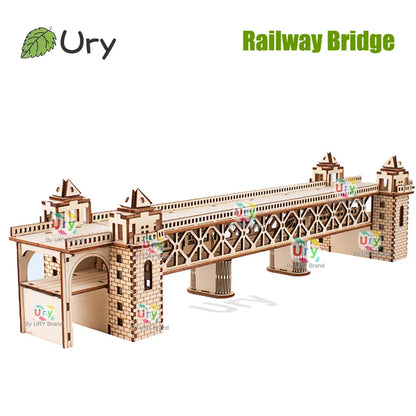 3D Puzzle Retro Steam Train with Track Railway Bridge Handmade Assembly Truck  Decoration Gift for Kids