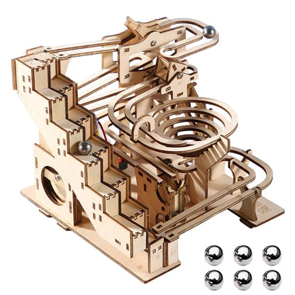 3D Electric Catapult Track Device Marble Run Set Mechanical Model Science Maze Education Toys for Children Kids
